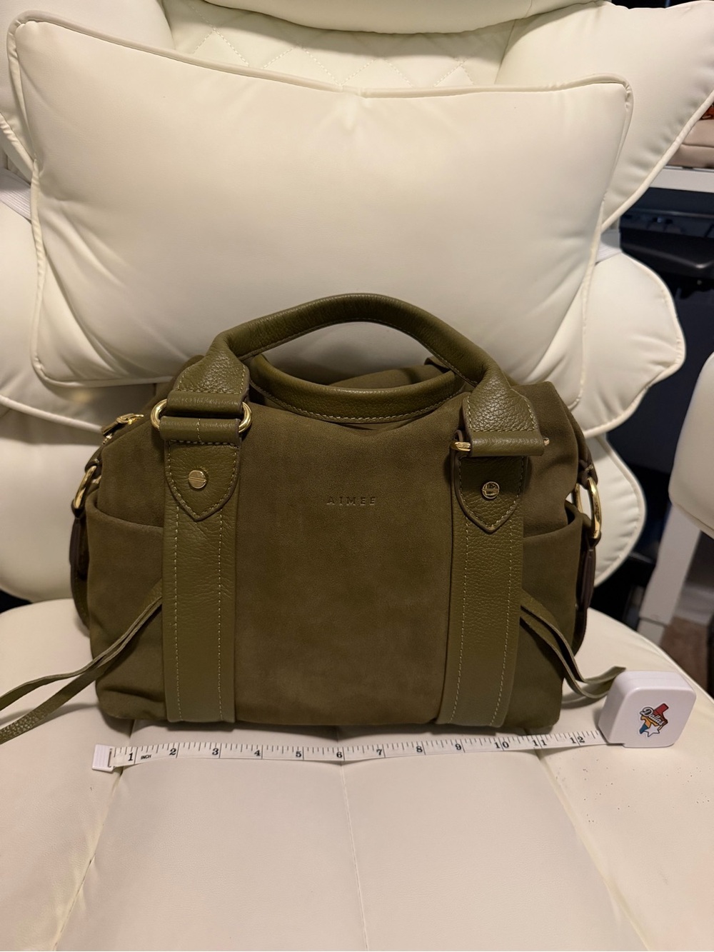 Aimee Kestenberg Olive Green Suede Satchel